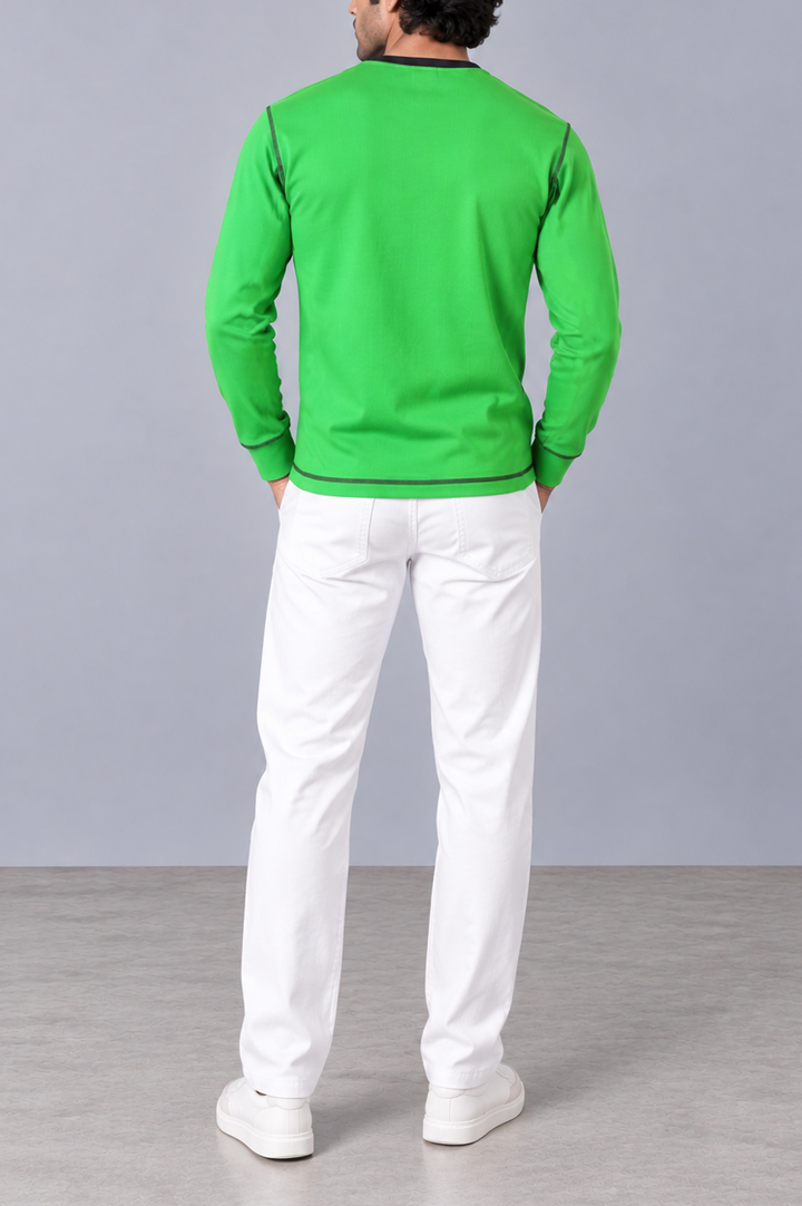 Contrast Stitch Rib Henley
