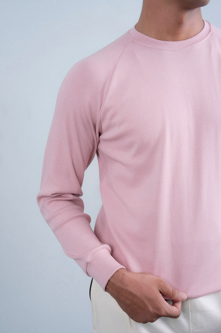 Raglan Sleeves Ribbed Sweat 002764-LPK