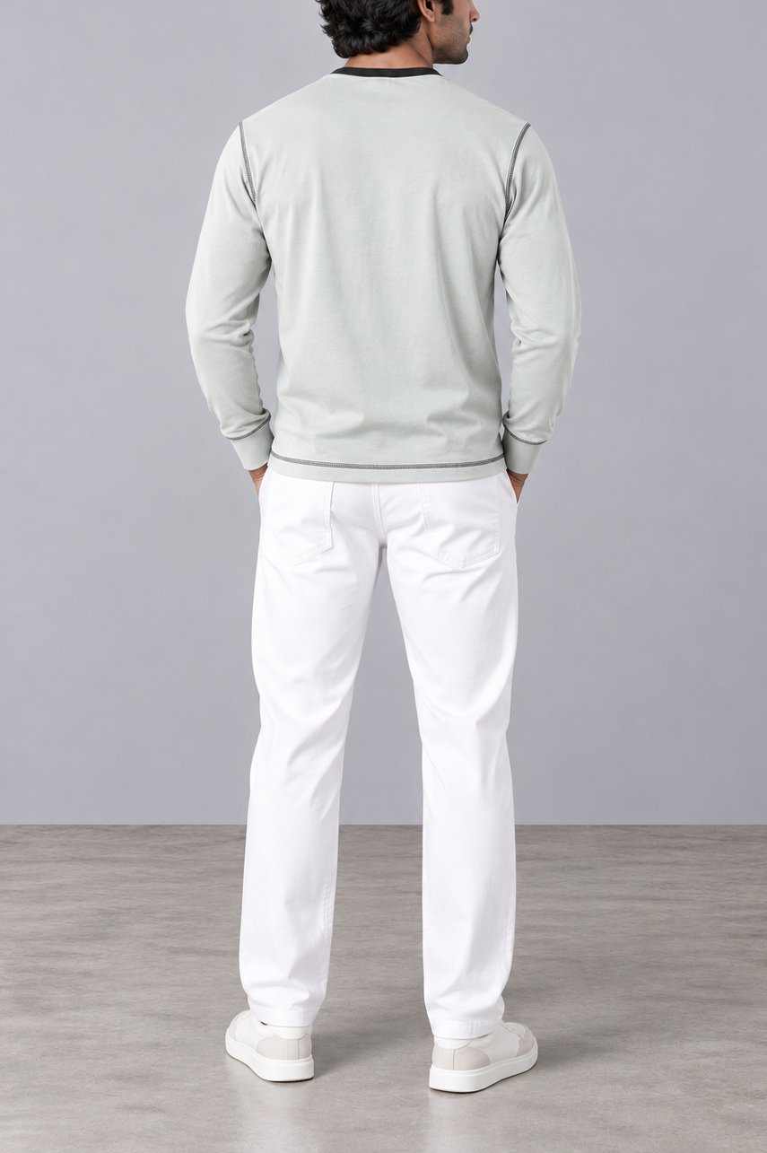 Raglan Contrast Henley Sweatshirt
