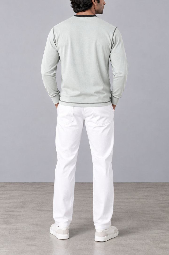 Raglan Contrast Henley Sweatshirt