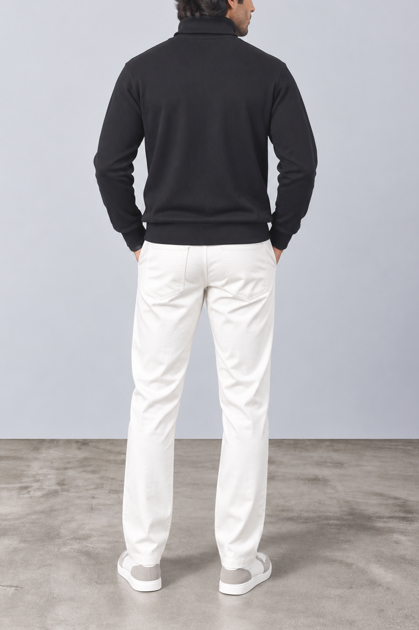 Midnight Ribbed Turtle-Neck