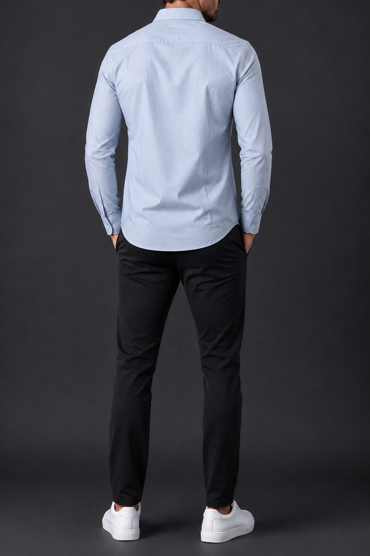 Ice Blue Textured Semi Formal Shirt