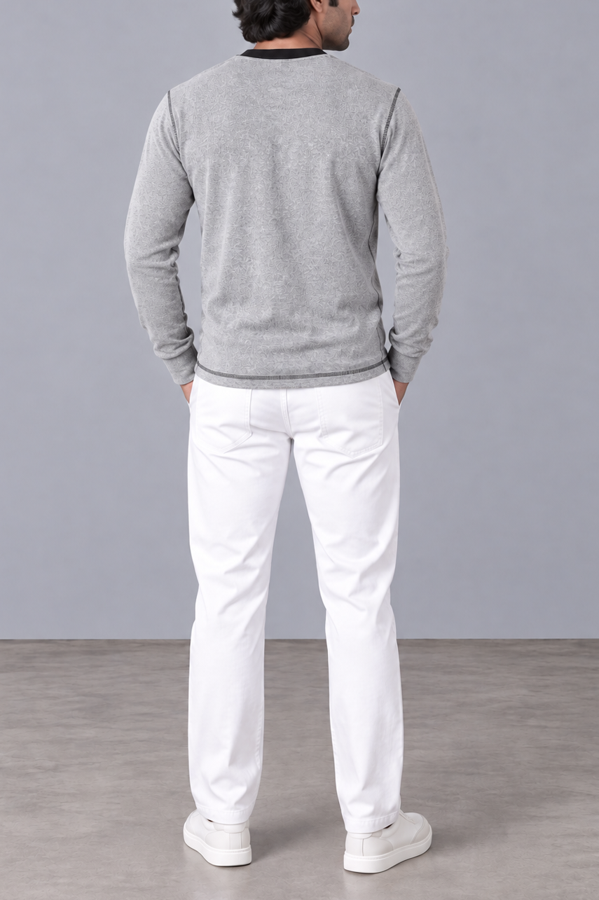 Contrast Stitch Rib Henley