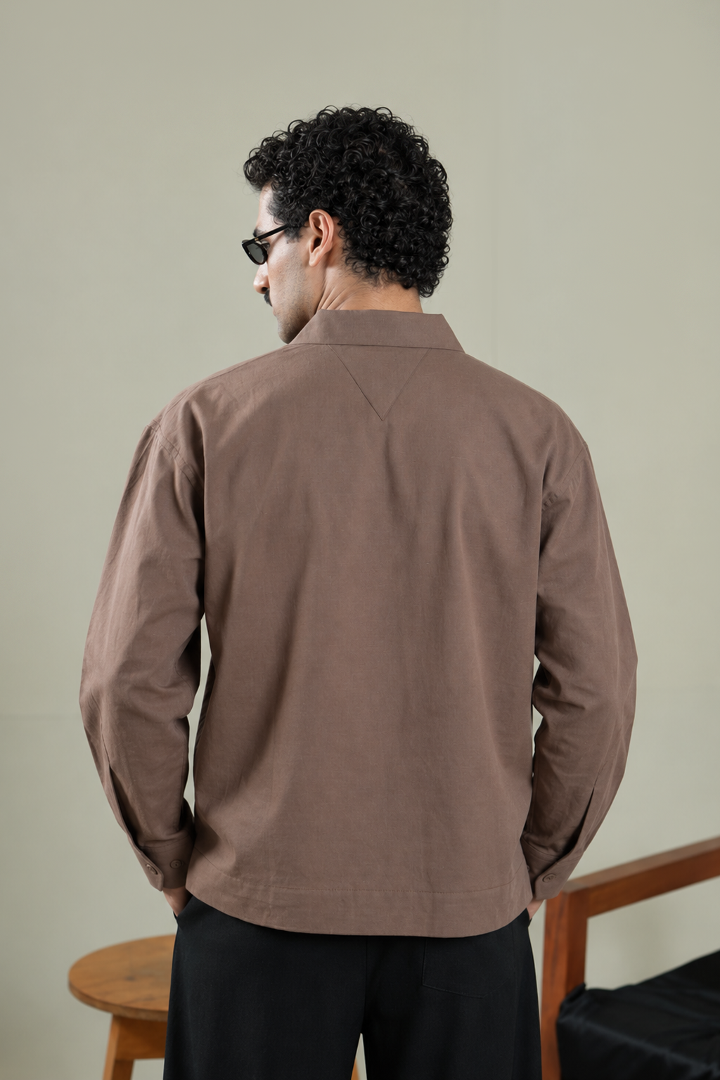 Mocha Notch-Collar Shirt