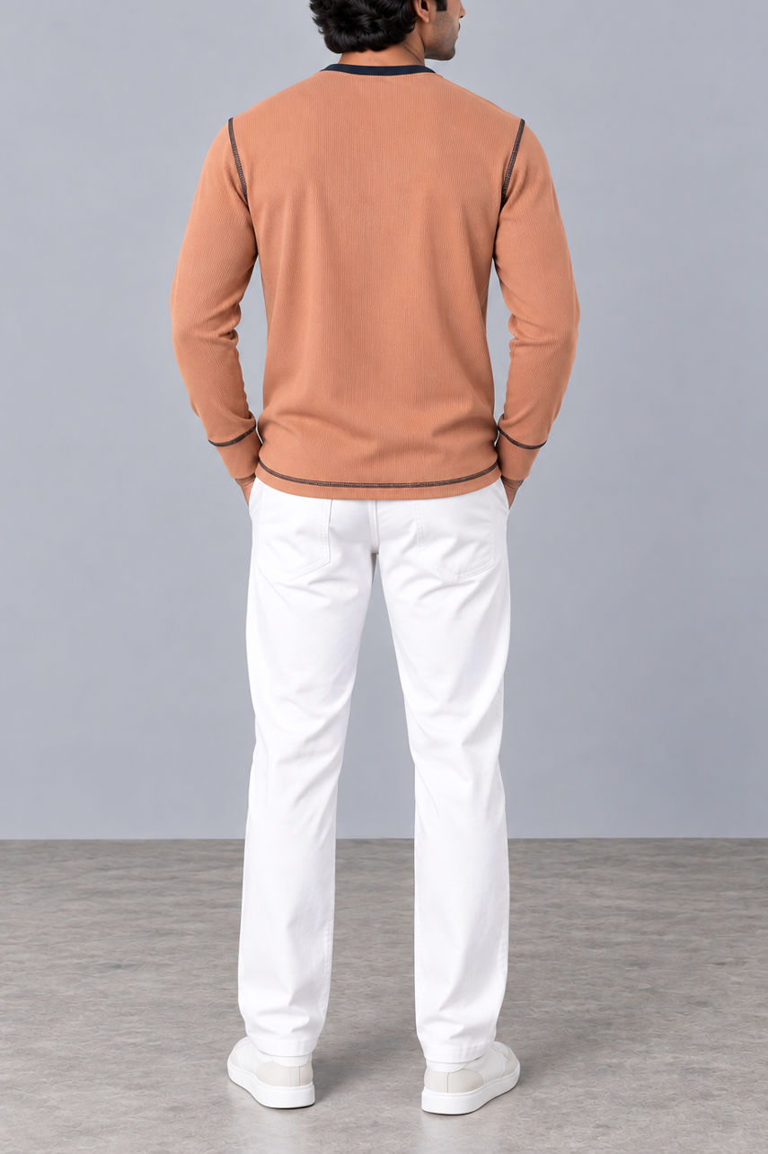 Contrast Raglan Rib Henley