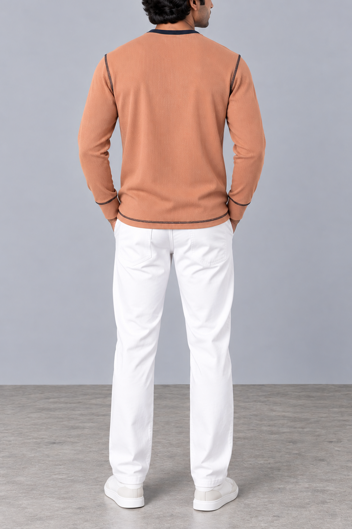 Contrast Raglan Rib Henley