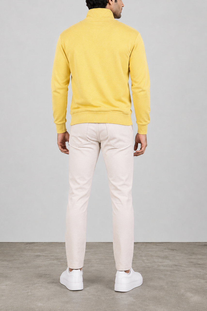 Ribbed Half-Zip Mock Neck