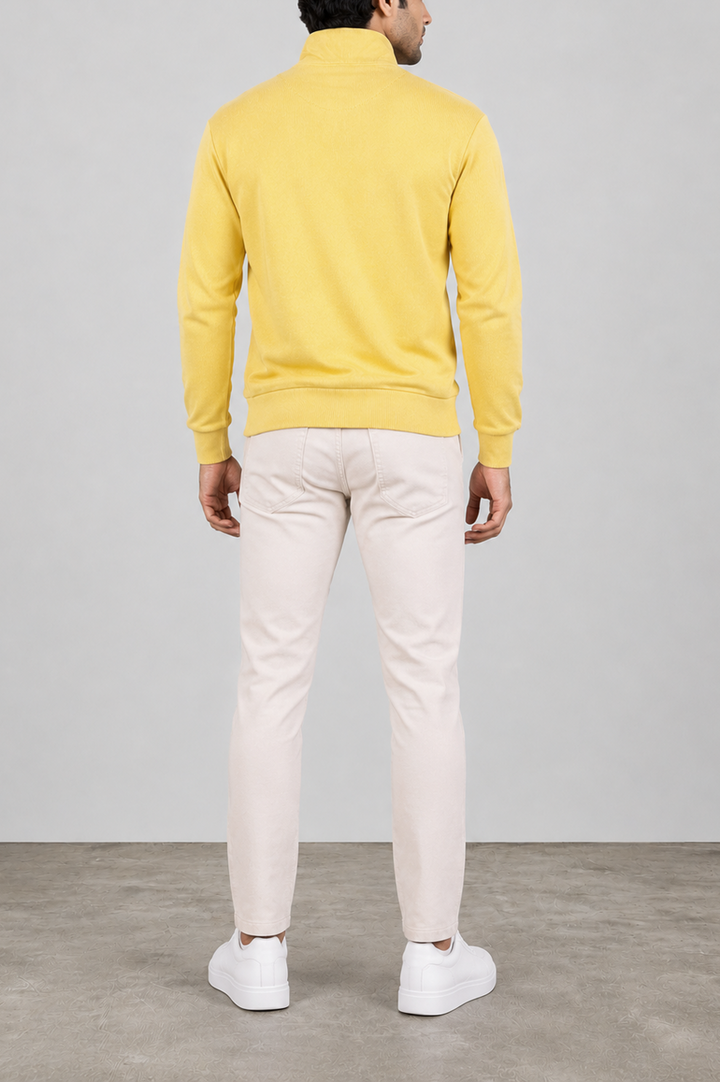 Ribbed Half-Zip Mock Neck