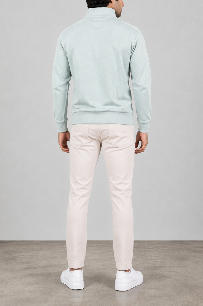 Ribbed Ice Blue Mock Neck