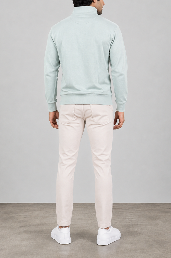 Ribbed Ice Blue Mock Neck