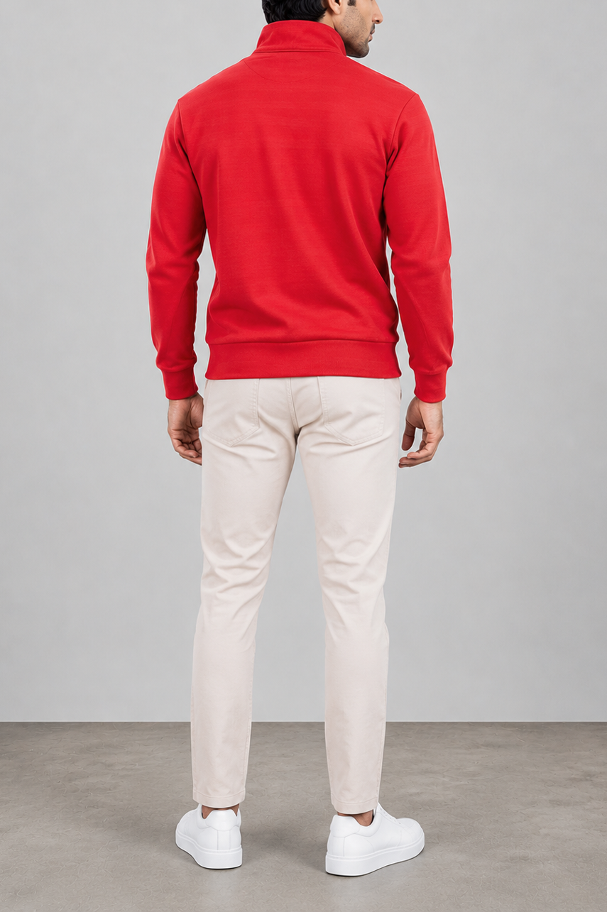 Ribbed Red Mock Neck