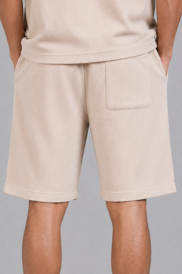 Beige Waffle Co-Ord Shorts