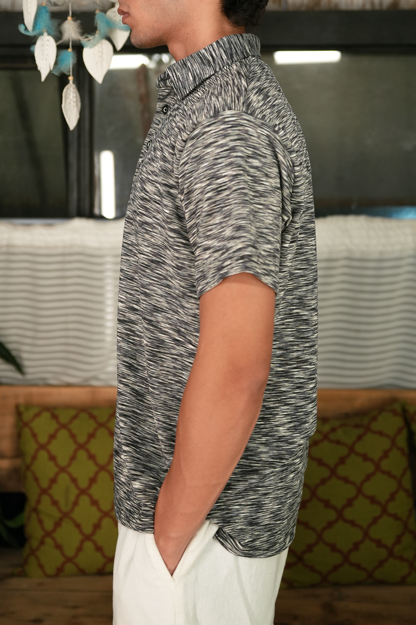 Melange Button Polo