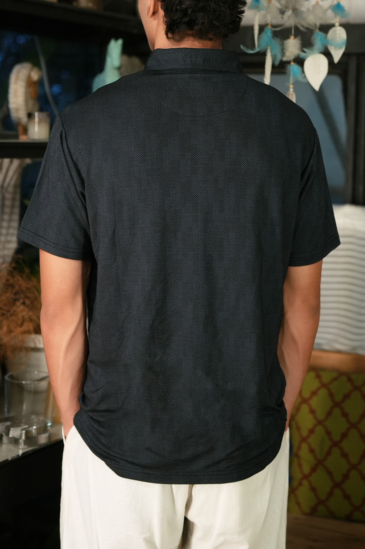 Geometric Button Polo