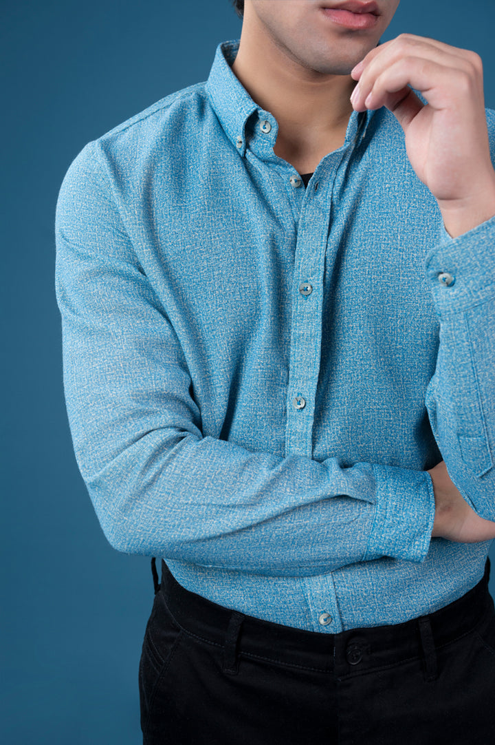 Sky Blue Melange Flannel Shirt