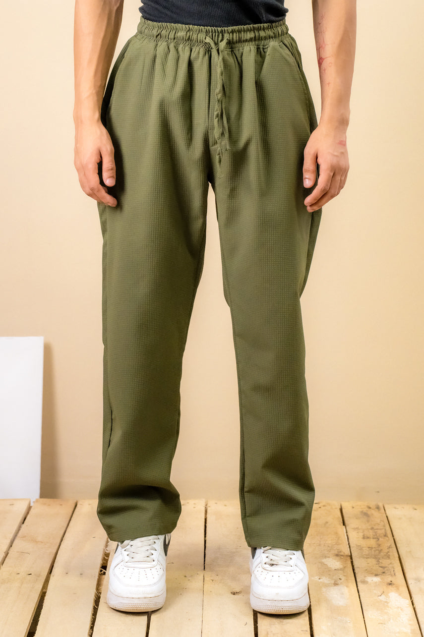 Green Textured Trouser