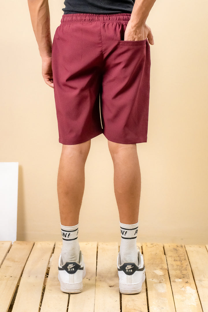 Burgundy Textured Shorts