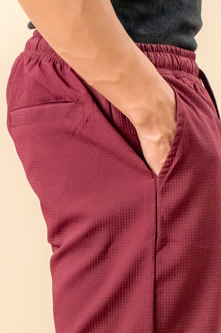 Burgundy Textured Shorts