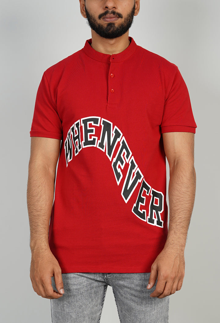 Red Band Collar ‘WHENEVER’ Polo