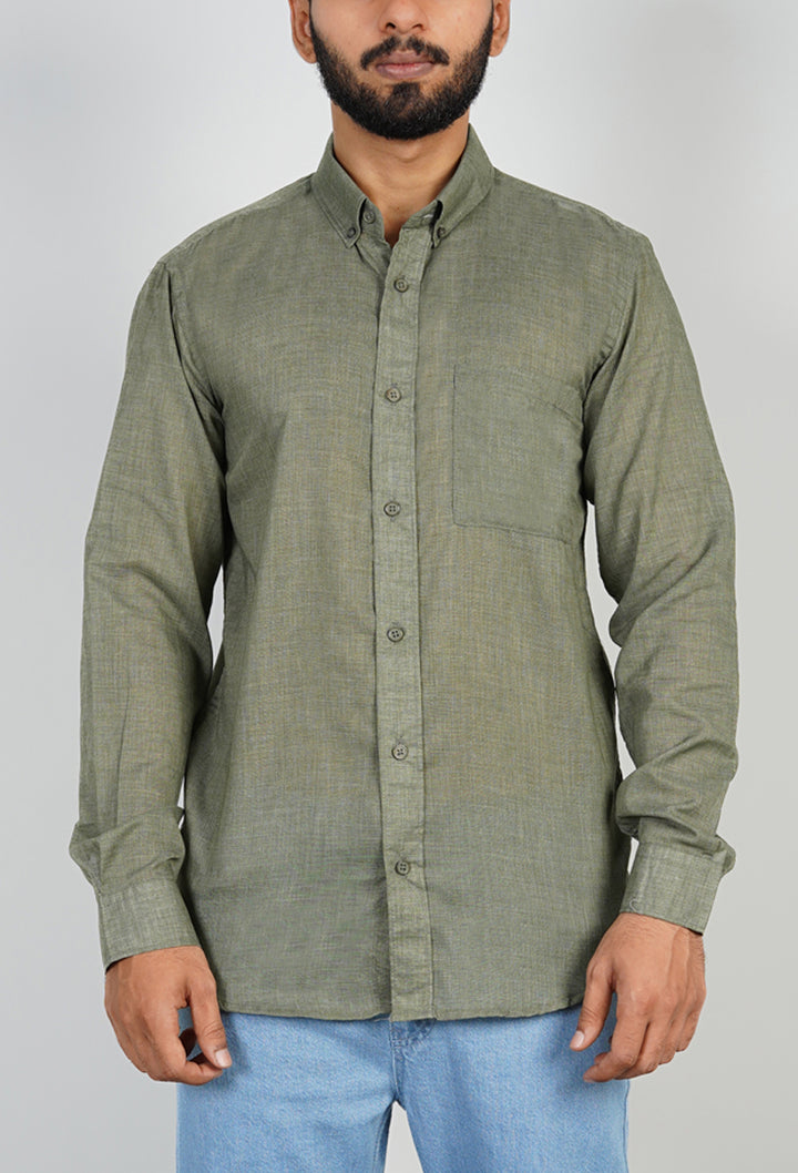 Olive Textured Cotton Shirt