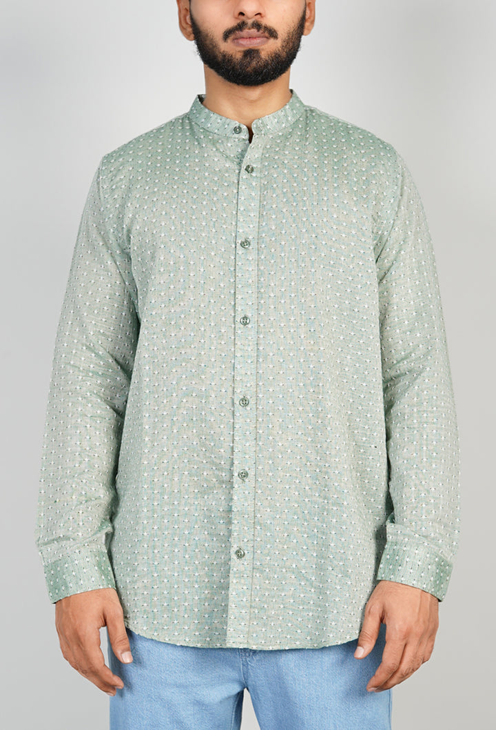Sage Green Textured Kurta Shirt
