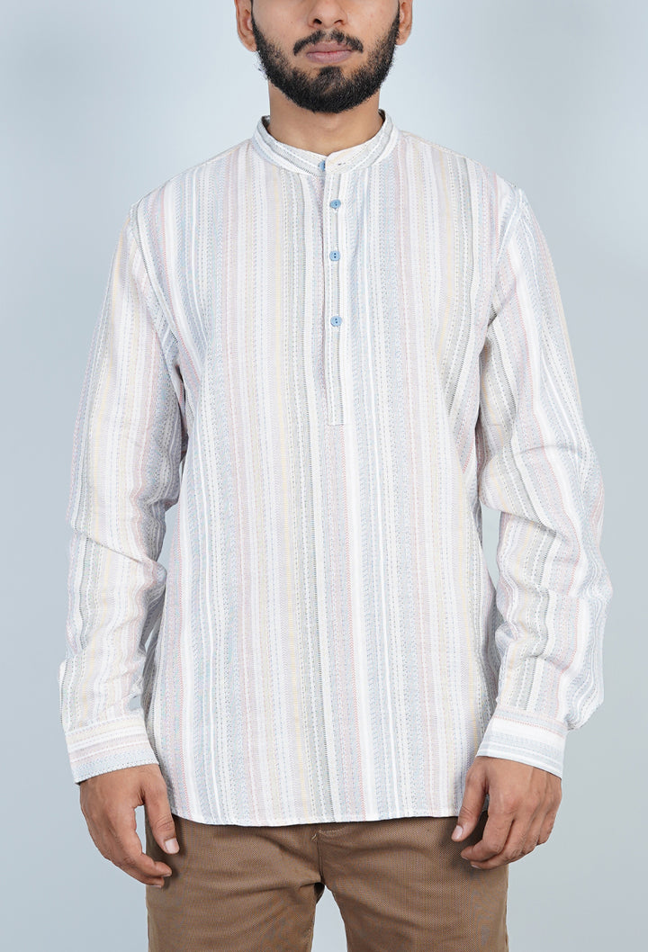 Pastel Striped Kurta Shirt
