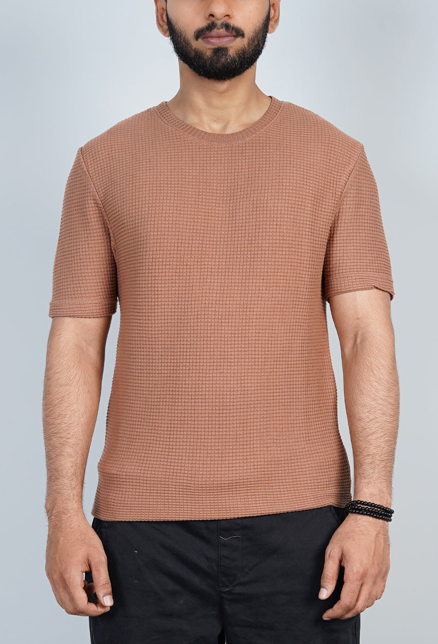 Mocha Waffle Knit T-Shirt