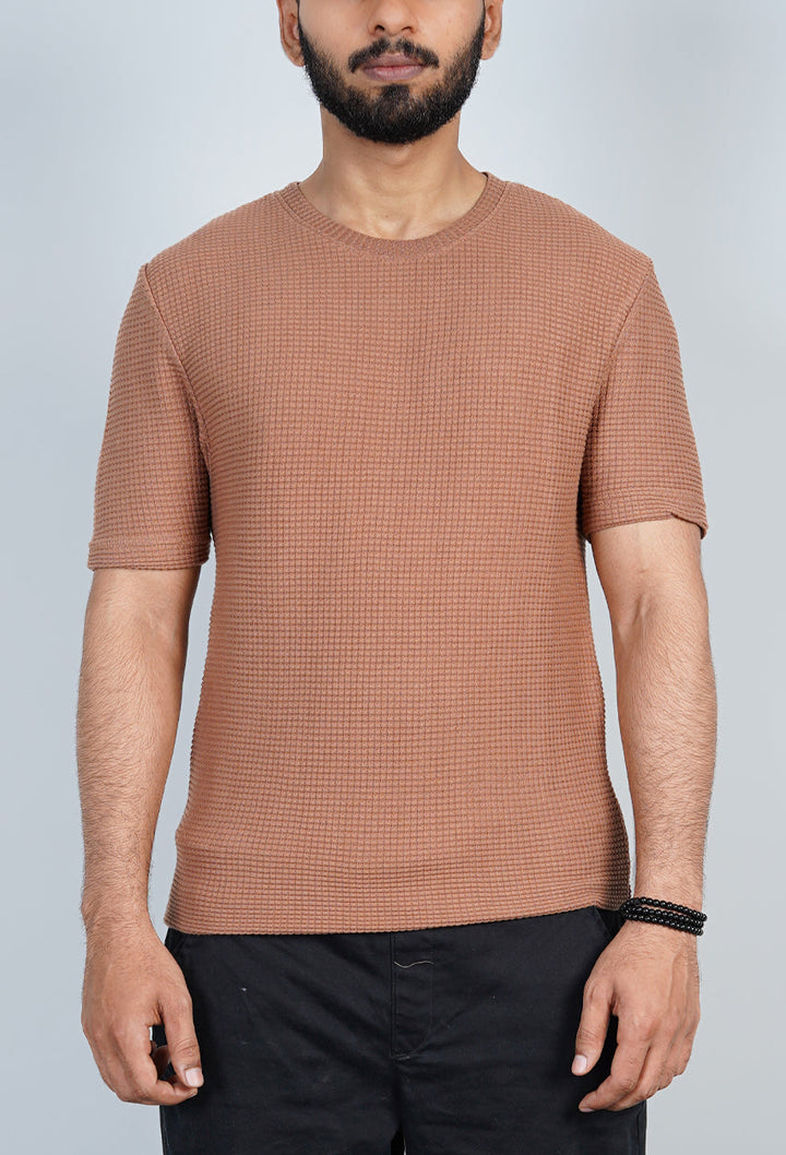 Mocha Waffle Knit T-Shirt
