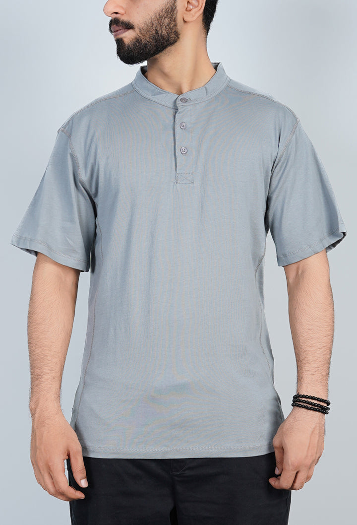 Band Collar Soft Jersey Polo