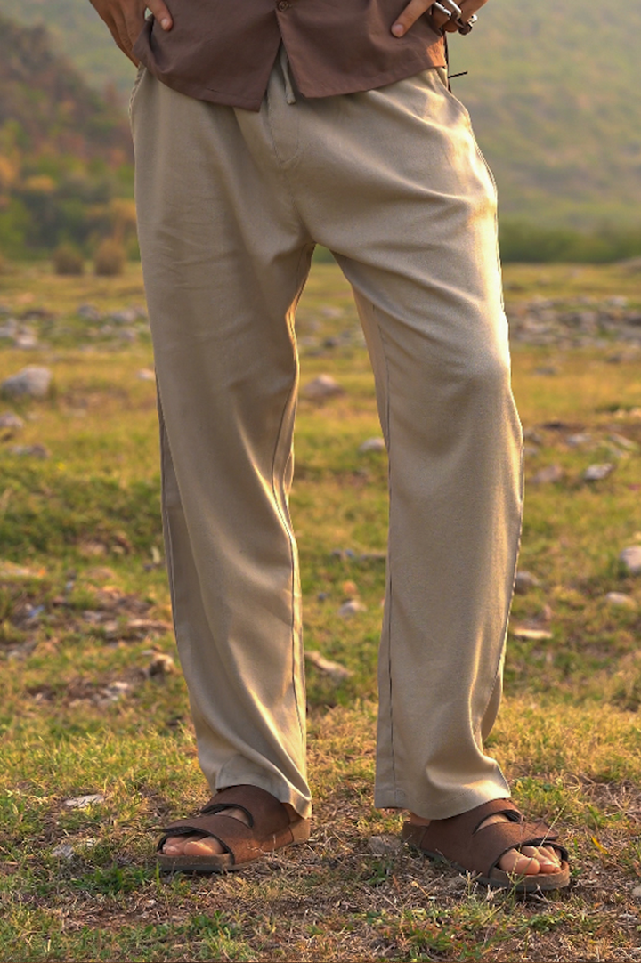 Beige Linen Trouser