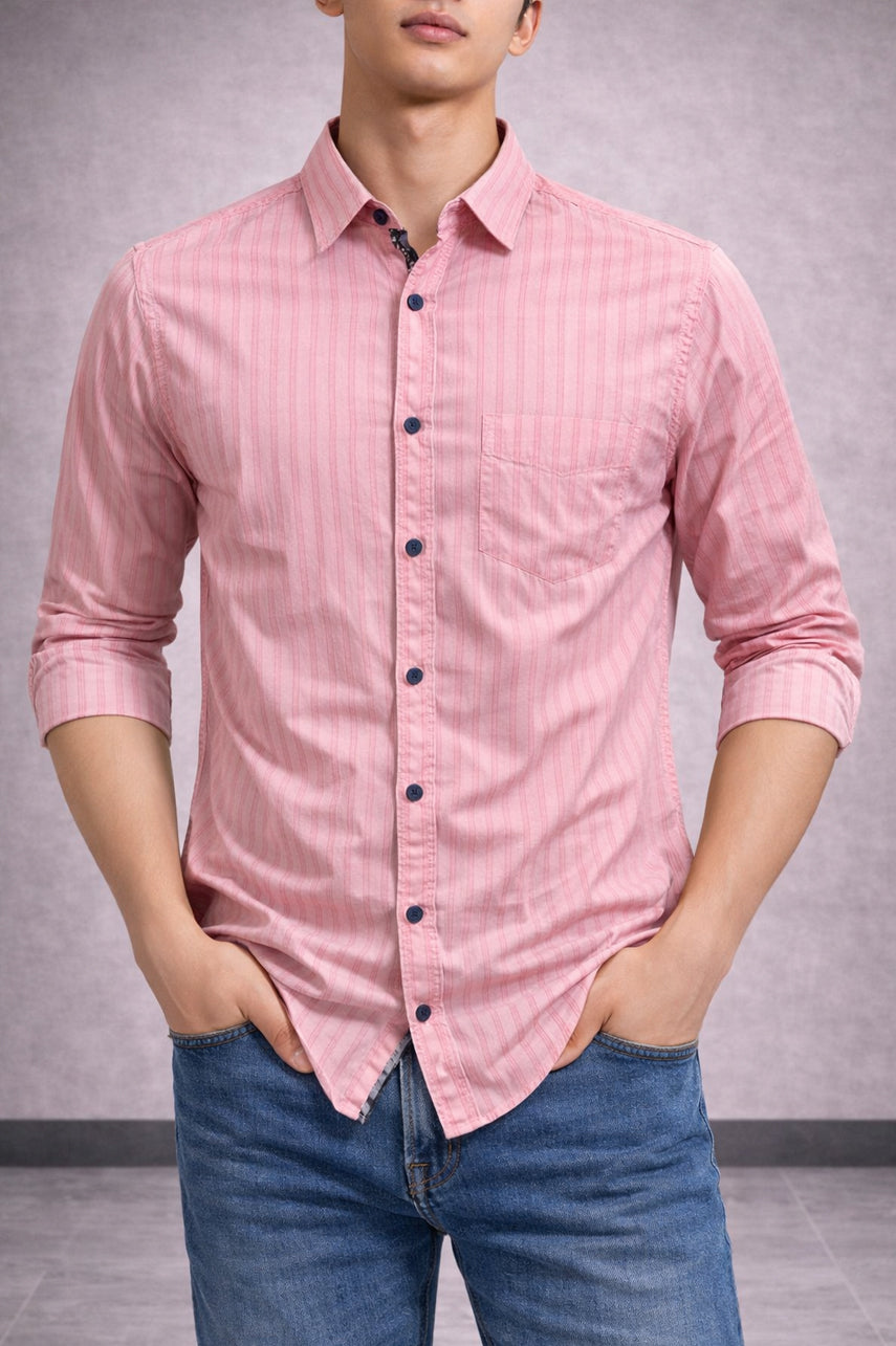 Mens Soft Cotton Casual Shirt 002551-PNK