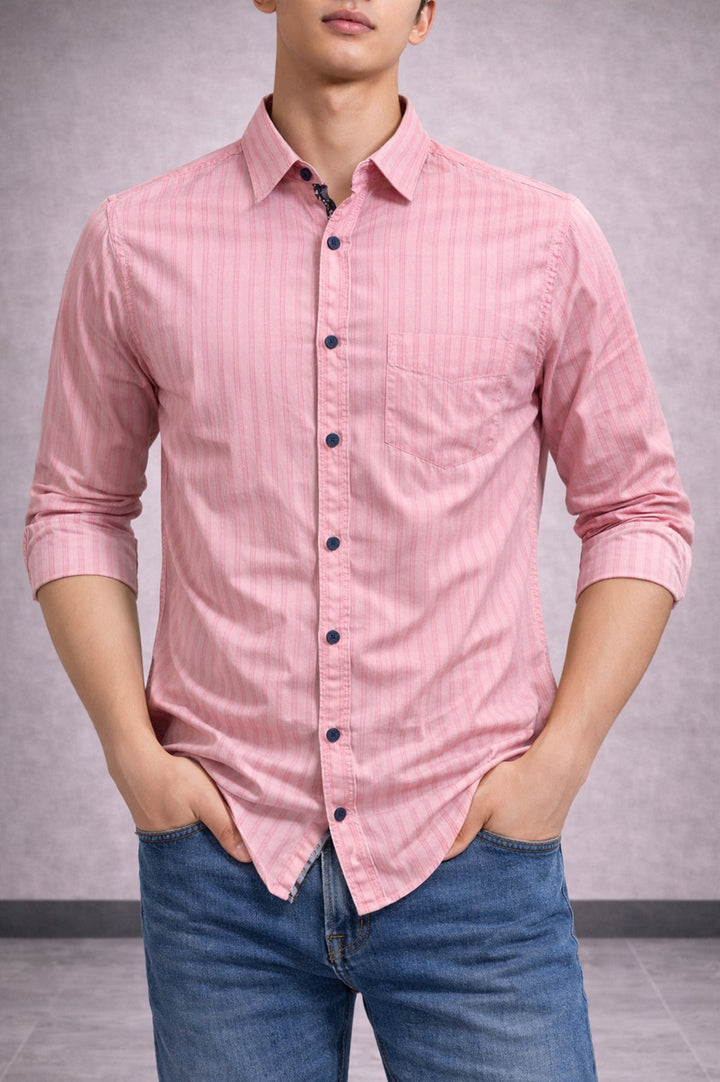 Mens Soft Cotton Casual Shirt 002551-PNK