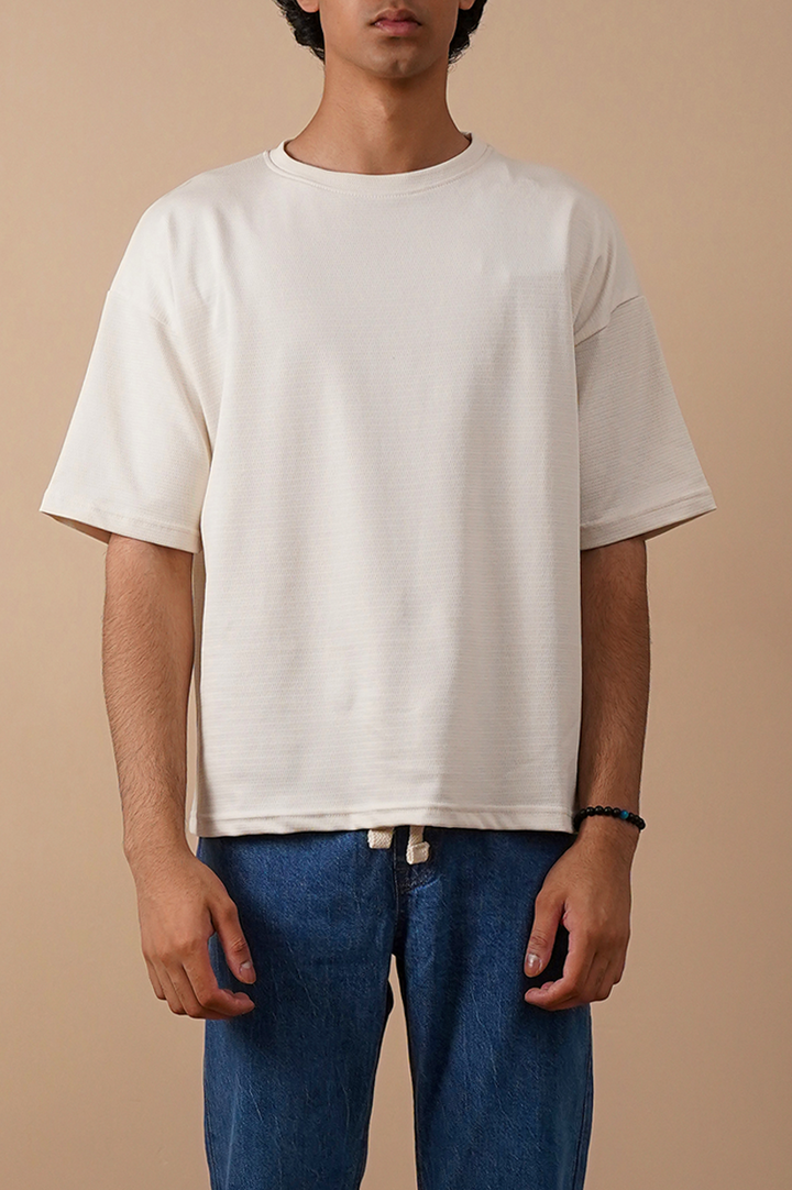Premium Textured Oversized T-Shirt – White