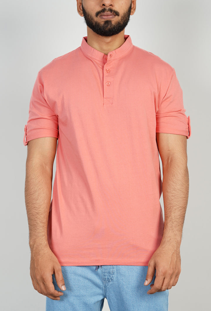 Band Collar Soft Jersey Polo