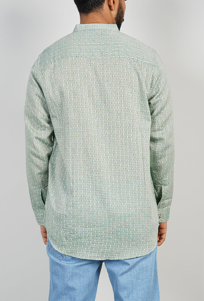 Sage Green Textured Kurta Shirt