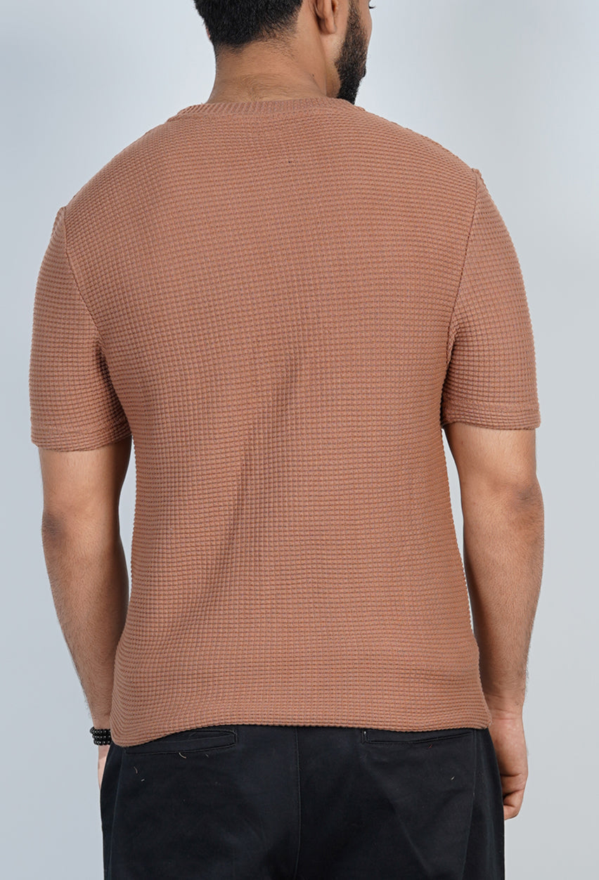Mocha Waffle Knit T-Shirt