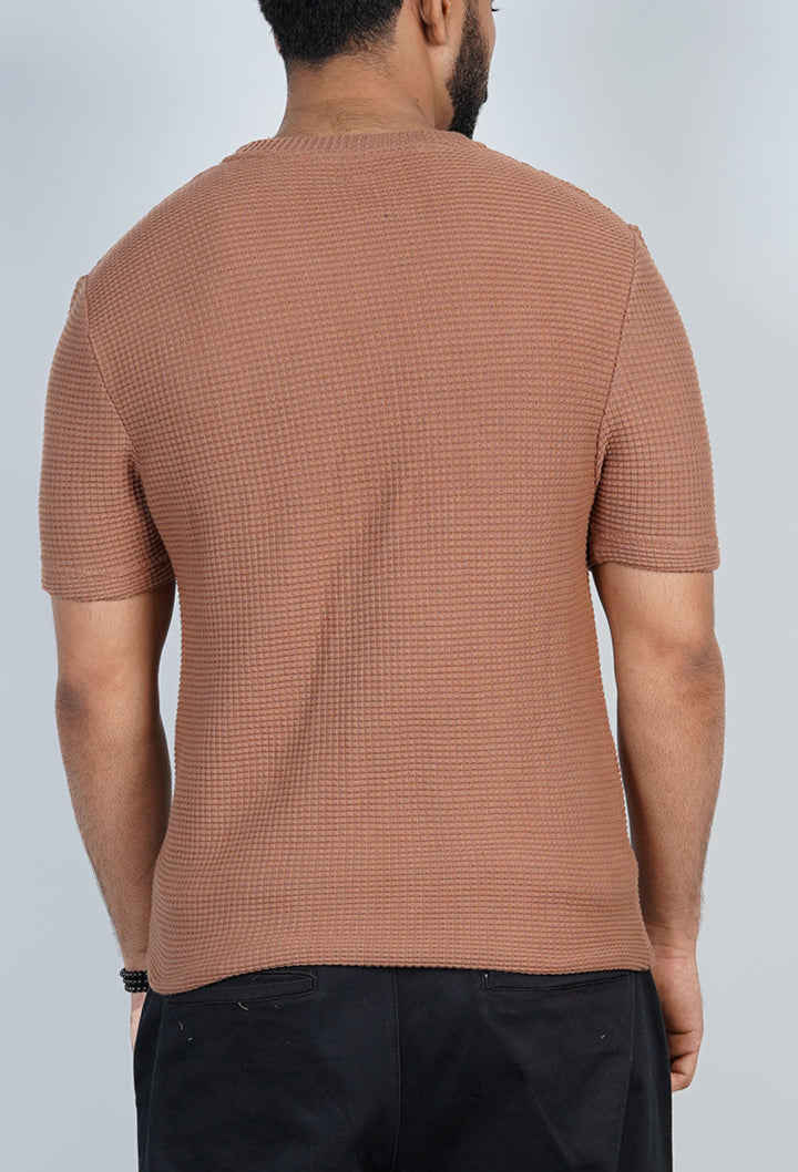 Mocha Waffle Knit T-Shirt