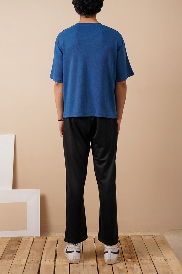 Premium Textured Oversized T-Shirt – Blue