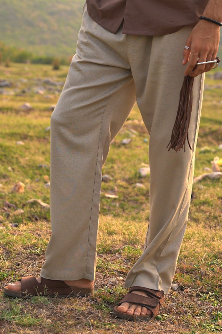 Beige Linen Trouser