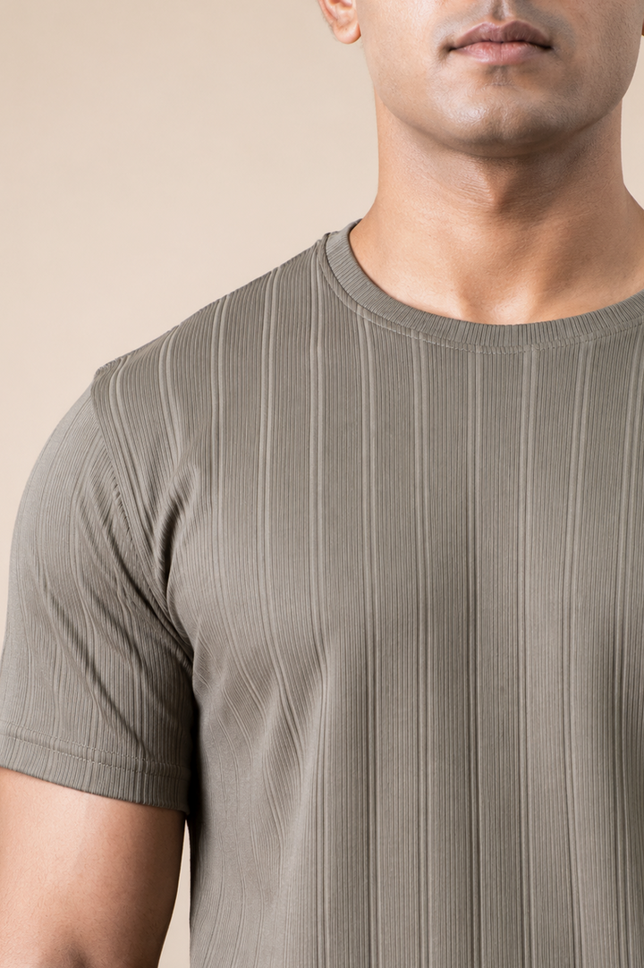 Olive Ribbed Slim Fit Tee