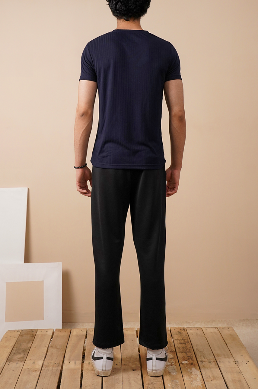 Premium Navy Drop Needle Slim Fit T-Shirt