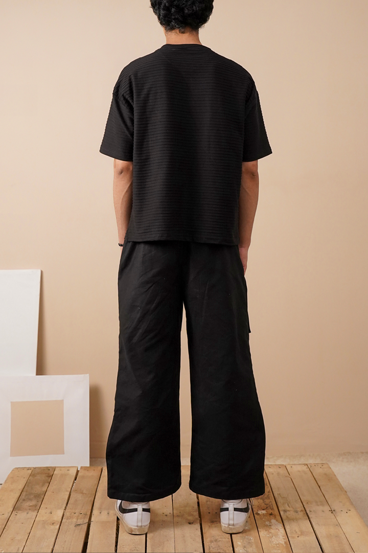 Premium Textured Oversized T-Shirt – Black