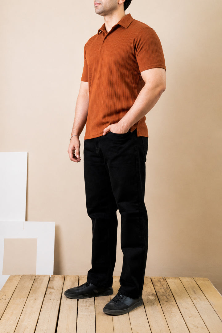 Burnt Rust Ribbed Polo