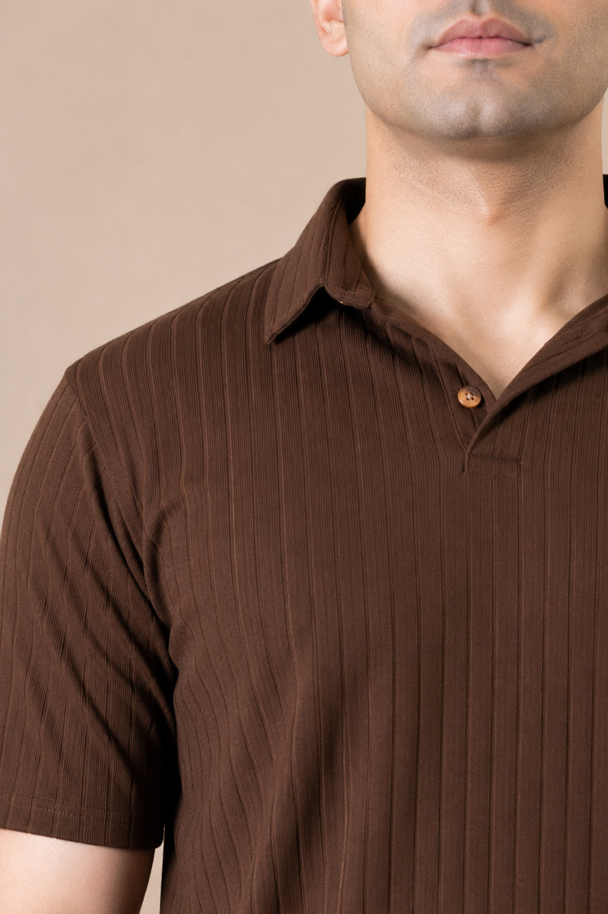 Cocoa Ribbed Polo