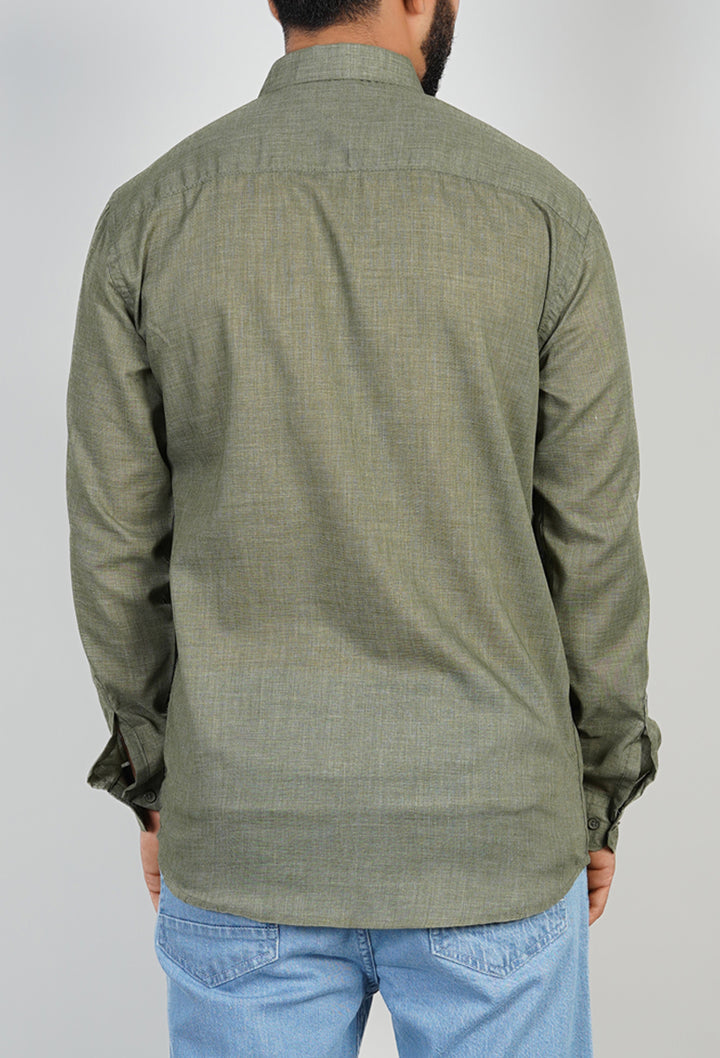 Olive Textured Cotton Shirt