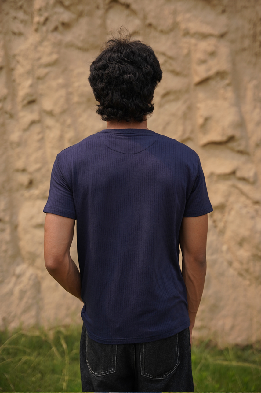 Navy Ribbed Henley