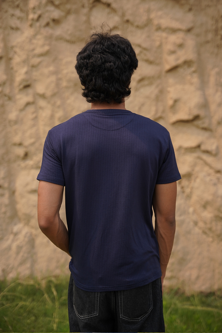 Navy Ribbed Henley