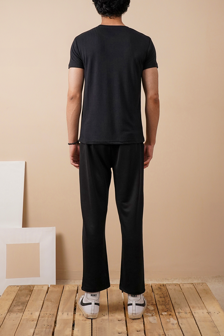 Premium Black Drop Needle Slim Fit T-Shirt