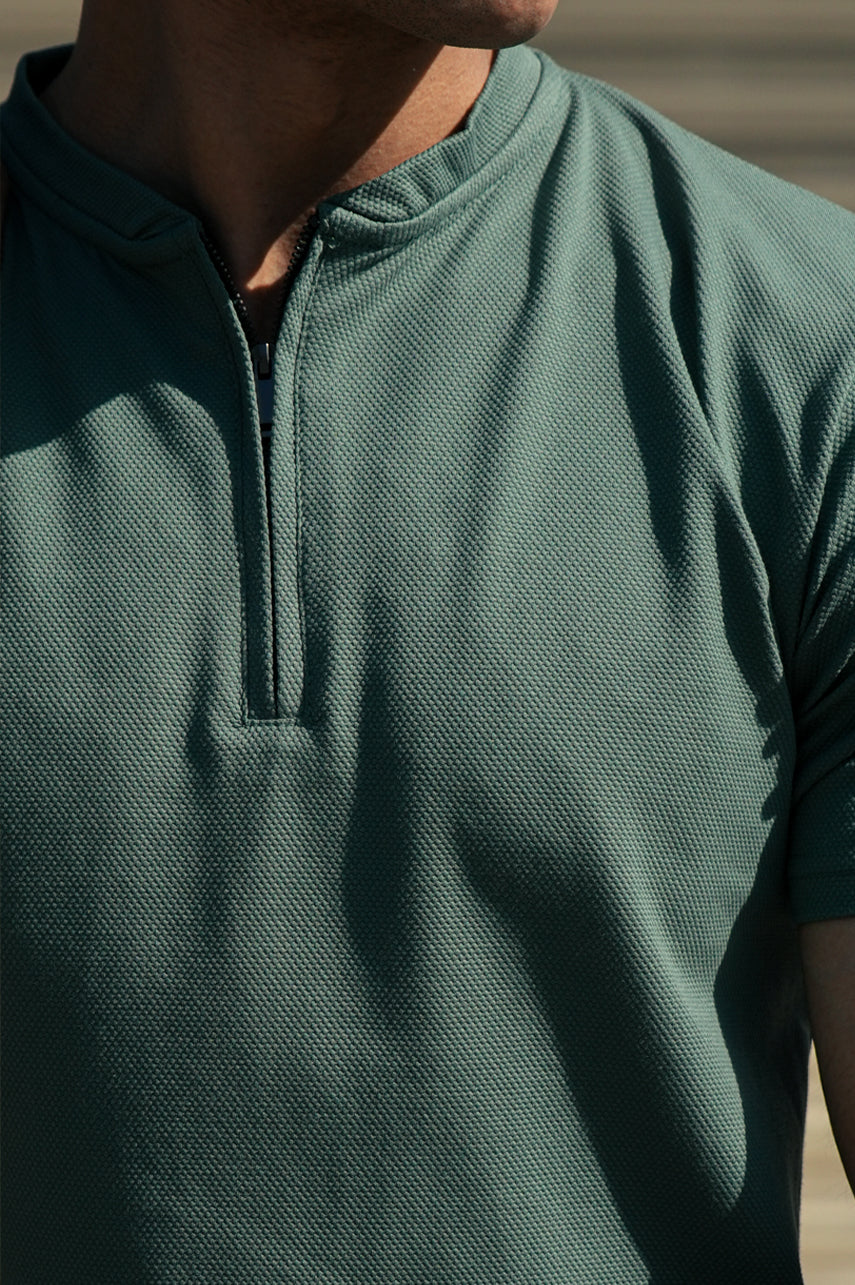 Green Half Zip Henley