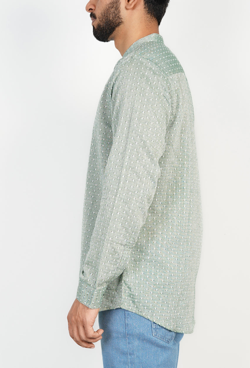 Sage Green Textured Kurta Shirt